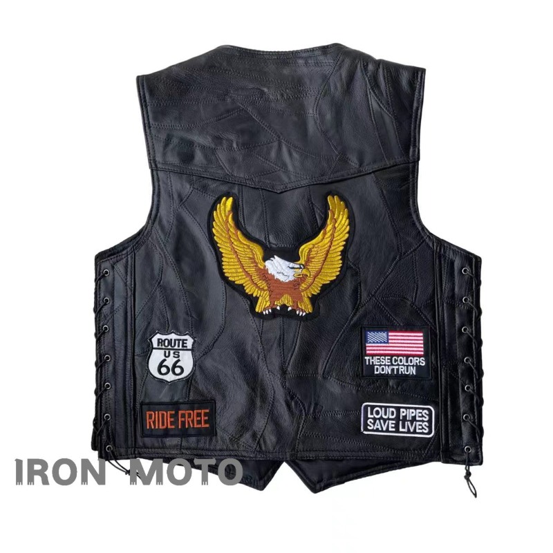 NEW Motorcycle Vests Men Cafe  - Riding Jacket Leather ulasan dan harga