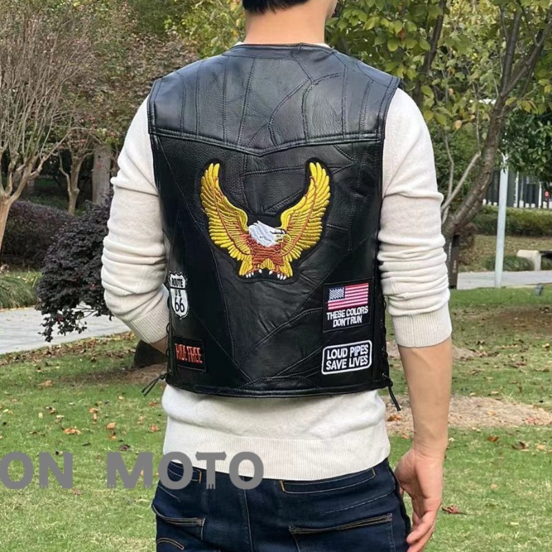 NEW Motorcycle Vests Men Cafe  - Riding Jacket Leather ulasan dan harga