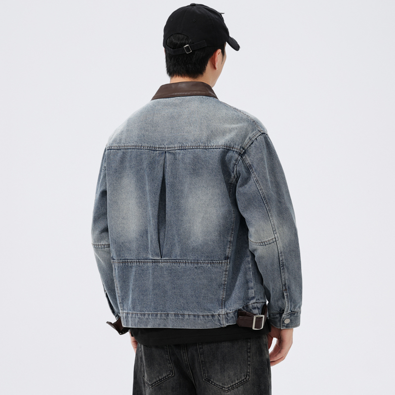 Stand Leather Collar Denim Jac - Riding Jacket Leather ulasan dan harga