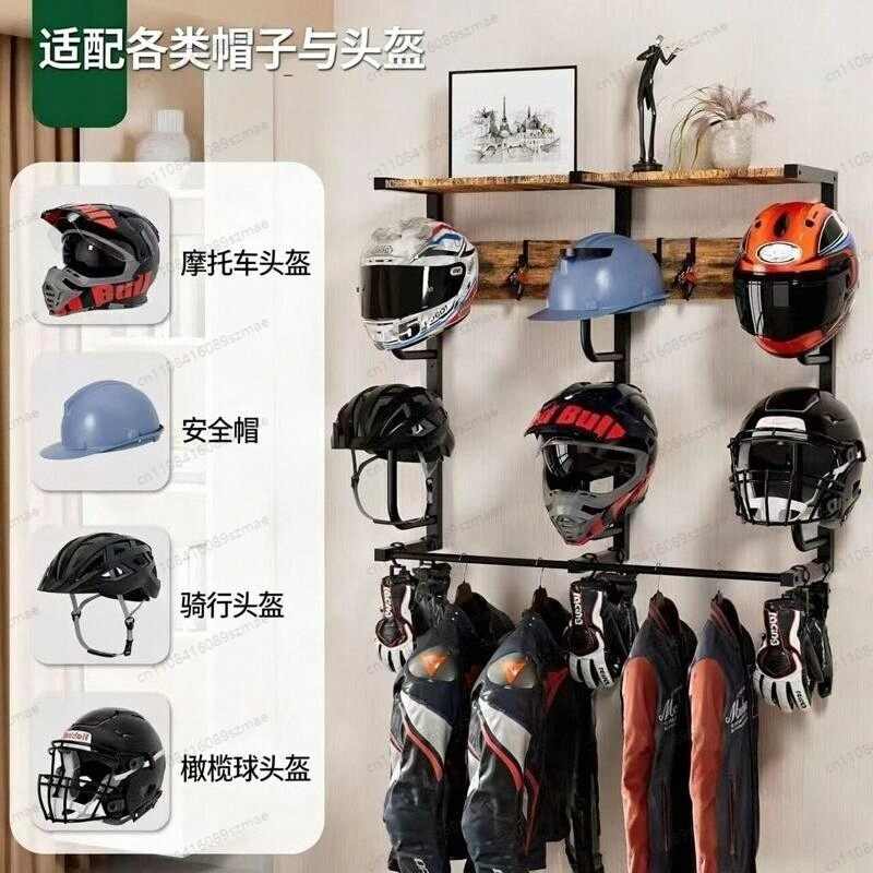 Wall-mounted helmet rack, mult - Motorcycle Gear Garage Storage ulasan dan harga