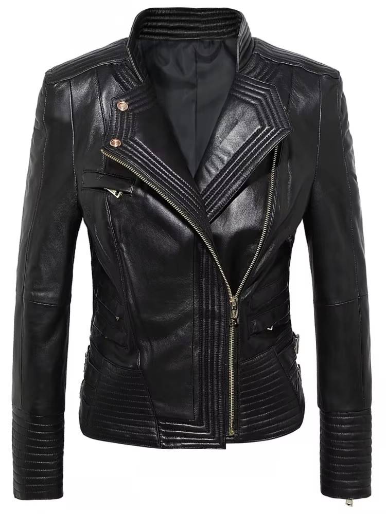 Women Slim Fit Sheepskin Genui - Riding Jacket Leather ulasan dan harga