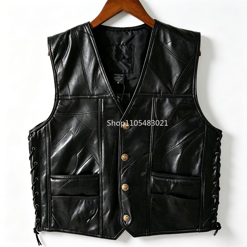 Men's Black Patchwork Leather  - Riding Jacket Leather ulasan dan harga