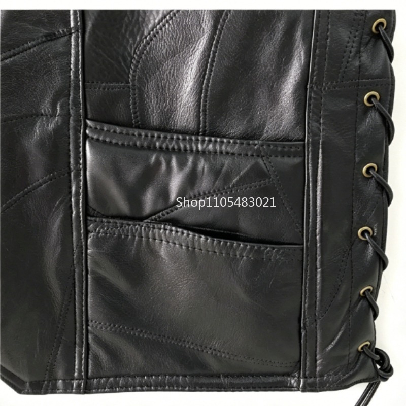 Men's Black Patchwork Leather  - Riding Jacket Leather ulasan dan harga