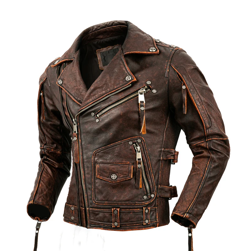 Men's Natural Leather Motorcyc - Riding Jacket Leather ulasan dan harga