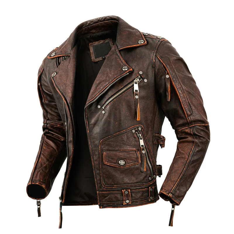 Men's Natural Leather Motorcyc - Riding Jacket Leather ulasan dan harga