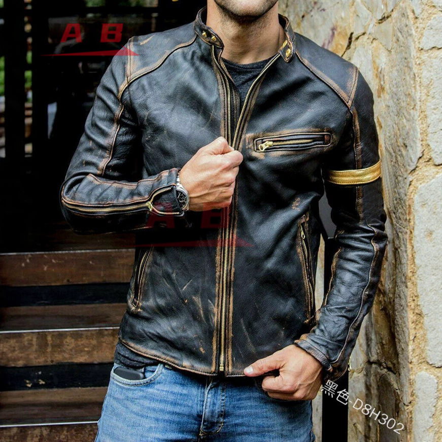 Motorcycle Retro Leather Jacke - Riding Jacket Leather ulasan dan harga