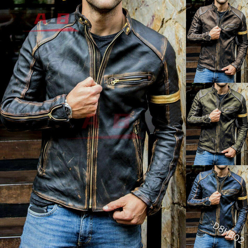 Motorcycle Retro Leather Jacke - Riding Jacket Leather ulasan dan harga