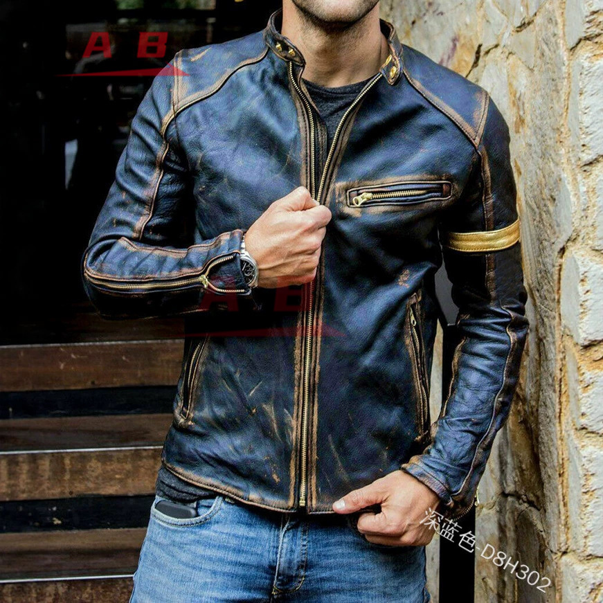 Motorcycle Retro Leather Jacke - Riding Jacket Leather ulasan dan harga