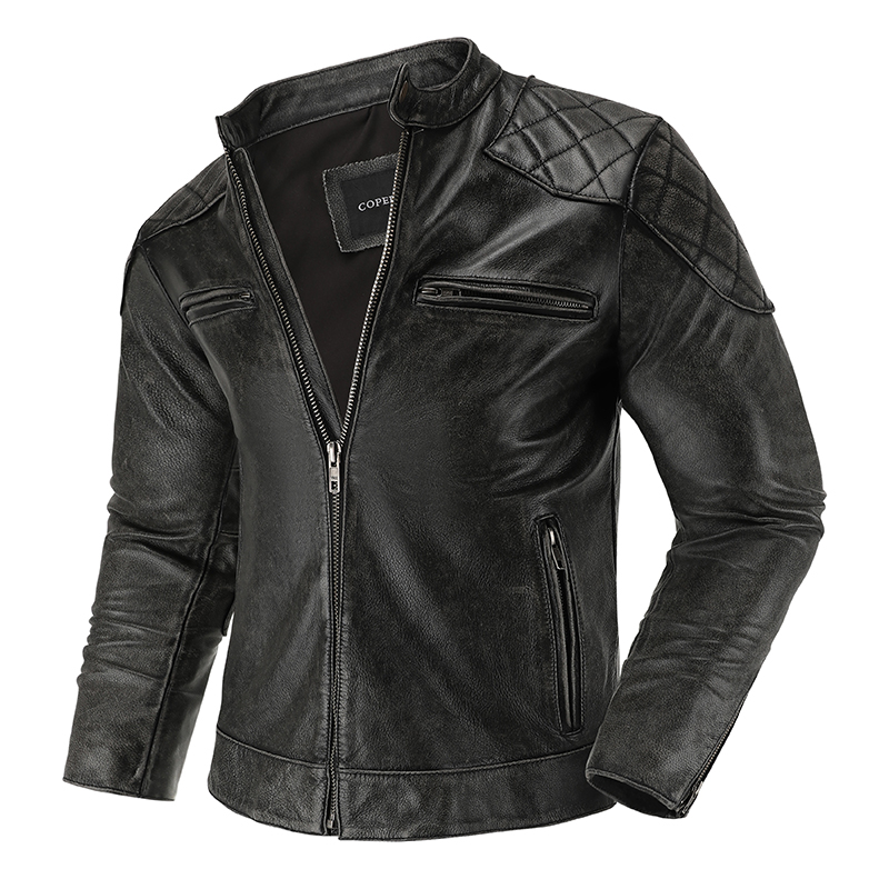 Retro Leather Jacket Motorcycl - Riding Jacket Leather ulasan dan harga
